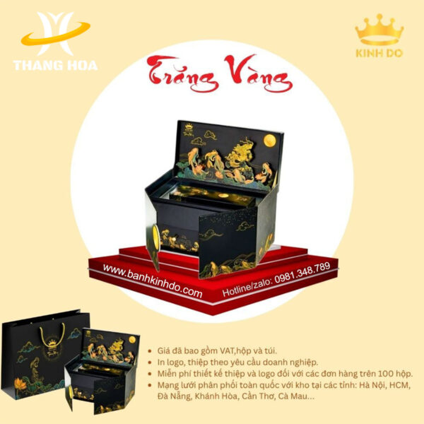 Bánh trung thu Kinh Đô Trăng vàng Long Ngư Vọng Nguyệt - Hộp 2 bánh
