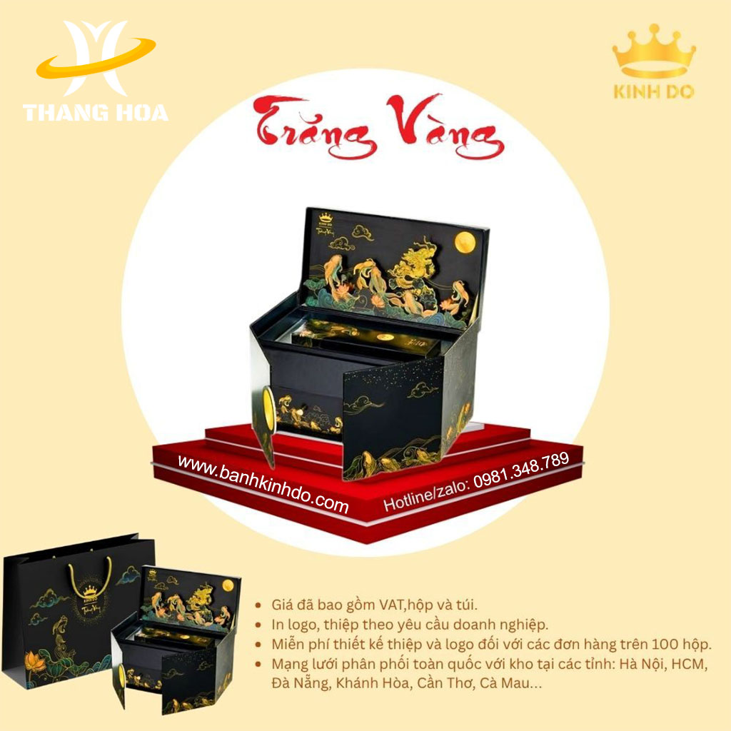 Bánh trung thu Kinh Đô Trăng vàng Long Ngư Vọng Nguyệt - Hộp 2 bánh