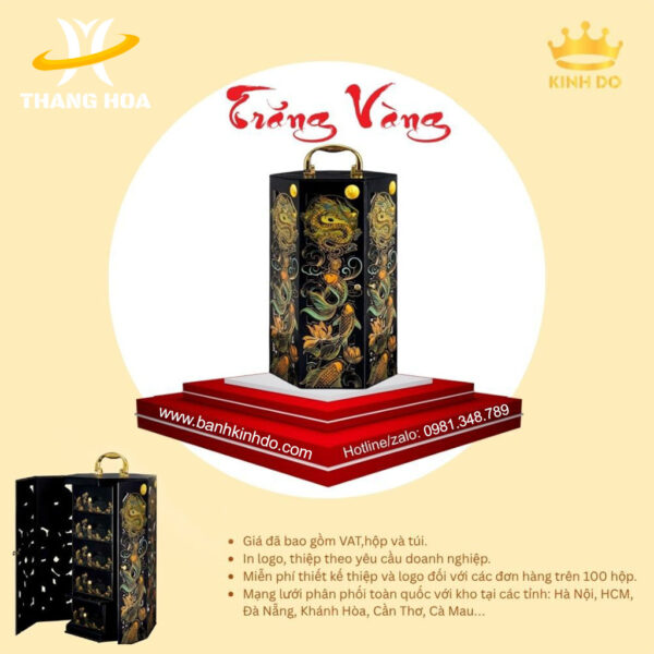 Bánh trung thu Kinh Đô Trăng vàng Long Ngư Vọng Nguyệt - Hộp 4 bánh